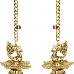 Diya Brass Peacock Hanging (Set of 2) Deepak Peacock Hanging Pack of 2 Diya Brass (Pack of 2) Hanging Diya Set-image-86