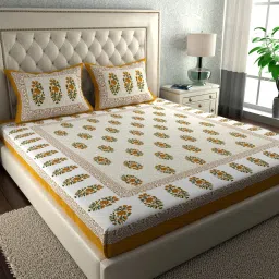 144 TC Cotton Double Floral Flat Bedsheet-16