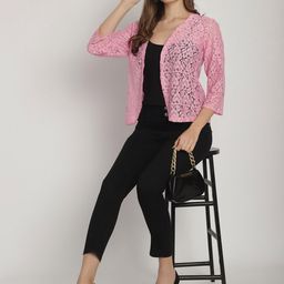Dressitude Self Design Cotton Open Front Shrug image 2