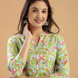 Women Printed Viscose Rayon A-line Kurta-5