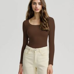 kotty Casual Regular Sleeves Solid Women Brown Top-picture-12