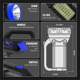 trillsun Rechargeable Led emergency Light with Long Range torch Upto 1Km 5 hrs Torch Emergency Light image 5