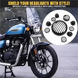 Headlight Grill Set with Tail Lamp, Indicator Cup Compatible Only For Meteor 350 Handlebar Hand Guard-picture-19