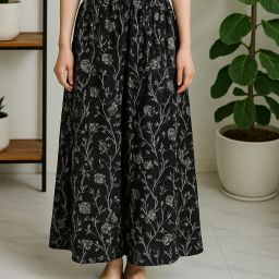 Women NA, Relaxed Black Lycra Blend Trousers-image-1