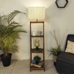 symplify Raphael Wooden Shelf Floor Lamp with Jute Shade & Brown Base-picture-26