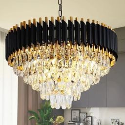Chandelier Crystal Black Gold polish Luxury 500mm jhoomar ceiling light Chandelier Ceiling Lamp-image-39