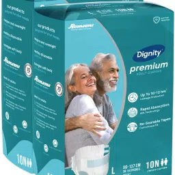 Premium Adult Diapers, Large, Waist Size 38" - 54", 10 Pcs/Pack (Pack of 2) Adult Diapers - L-image-80
