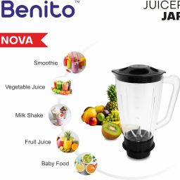 benito NOVA Polycarbonate Juicer Jar for Mixer Grinder, ABS Material Jar, Transparent Mixer Juicer Jar image 3