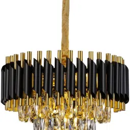 Premium 300mm Crystal Chandelier Ceiling Lamp – Black & Gold Finish Chandelier Ceiling Lamp-image-46