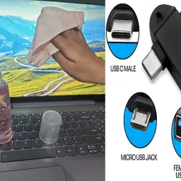 ANJO Keyboard-LED Mouse-Pad-3.0 USB Hub-Cleaner-OTG M&C Type 2in1-Ext Cable 1.5m-LED Combo Set image 5