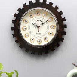 pristine interiors Vintage Brown Wood & MDF Wall Clock-picture-34