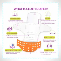 mom's pride Reusable Solid Pocket Cloth Diapers With Microfiber Inserts Pack of 3 (Multicolor) image 3