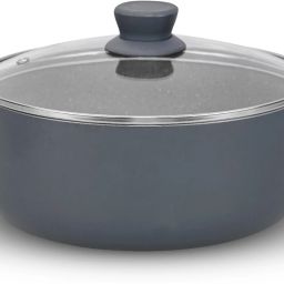 NONSTICK BIRYANIPOT/STEWPOT 240 GLASS LID,INDUCTION,GREY,SOFT TOUCH HANDLES Pot 24 cm diameter 4.3 L capacity with Lid-image-10