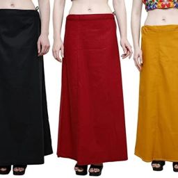 zdea COTTON PETTICOAT BLACK MEHROON DARK YELLOW Cotton Blend Petticoat-image-2