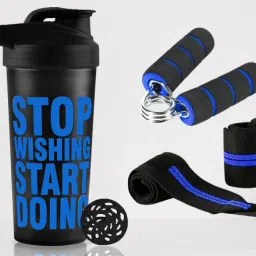 Boost Your Workout with Gym Shaker, Wrist Band & Mini Gripper For Men & Women Fitness Accessory Kit Kit-34