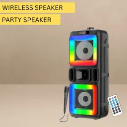 SACRO Pushpa(PORTABLE BLUETOOTH PARTY SPEAKER) 3D Sound With Karaoke Mic/RGB LightE156 40 W Bluetooth Party Speaker-picture-14