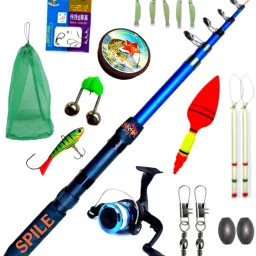 special fishing rod & reel SPRED fiber strong combo set Blue Fishing Rod-image-16