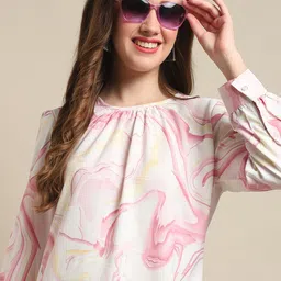 Cantabil Abstract Printed Cuffed Sleeves Regular Top image 4