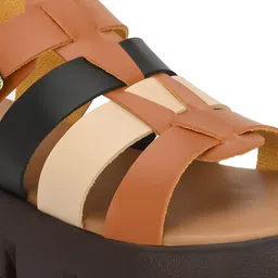 El Paso Colourblocked Open Toe Flatform Heels With Backstrap image 4