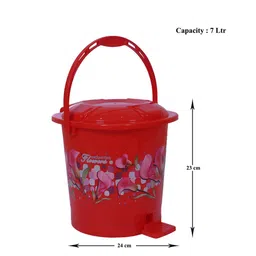 Kuber Industries Red & Blue 2 Pieces Durable Pedal Dustbin With Handle 7 L Each image 2