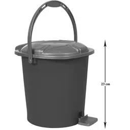 Kuber Industries Grey & Red 2 Pieces Printed Durable Pedal Dustbins With Handle -7Ltr Each image 2
