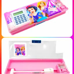 Princess& other Multipurpose Pencil Box with lamp/Calculator & Dual sharpner - Disney Princess Art Plastic Pencil Box-image-11