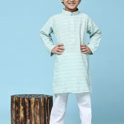 Pro-Ethic STYLE DEVELOPER Boys Striped Sequinned Kurta with Pyjamas image 4