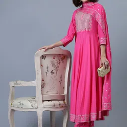 Khushal K Yoke Design Sequinned Anarkali Kurta with Trousers & Dupatta-picture-15