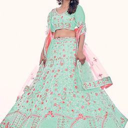 Fusionic Embroidered Net Semi-Stitched Lehenga & Unstitched Blouse With Dupatta image 2