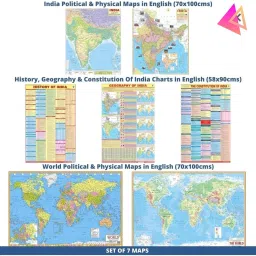 (PACK OF 7)India & W!orld Map ( Both Political & Physical )ENGLISH WALL MAPS (SIZE:40"×28"), Constitution of India Chart, History of India Chart & Geography Terms Chart (SIZE:23"×36"). PAPER PRINT, NON LAMINATED, PAPER FOLDED. Useful for UPSC and other exams Paper Print-image-23