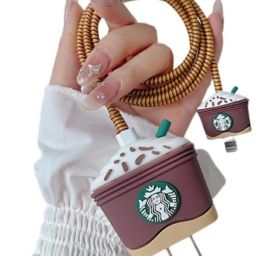 RidivishN Charger Cover for iPhone 18W-20W Adapter, Cute 3D Cartoon StarBucks Spiral Cable Protector-image-22