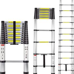 ® 12.5FT/3.8m Telescopic Ladder Multi-Purpose Folding Outdoor and Indoor Use Aluminium Ladder-20