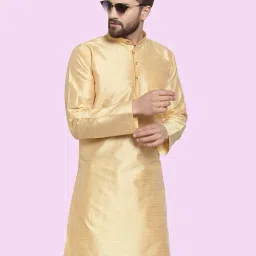 Men Solid Dupion Silk Straight Kurta-picture-1