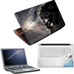 FineArts Lion Drawing 4 in 1 Laptop Skin Pack with Screen Guard, Key Protector and Palmrest Skin Combo Set-17