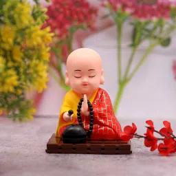 Solar Powered Gautam Buddha Statue with Moving Head and Hand for decor Decorative Showpiece-10 cm-picture-18