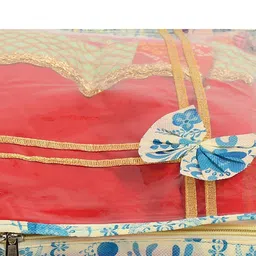 Kuber Industries Set Of 6 Blue Printed Non-Woven Single Saree Cover With Tranasparent Top image 4