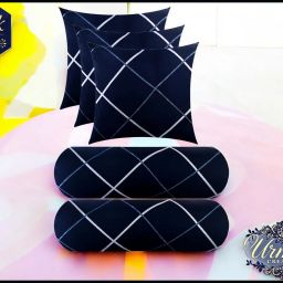 3 Cushion 2 bolster Microfibre Geometric Bolster Pack of 5-image-16