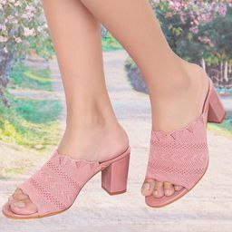 Action Woven Design Open Toe Block Heels-41