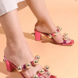 THE WHITE POLE Embellished Open Toe Block Heels image 2