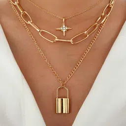 Shining Diva Fashion Gold-Toned Layered Necklace-image-37