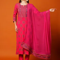 gosriki KALINI Ethnic Motifs Printed Regular Kurta with Trousers & Dupatta image 3