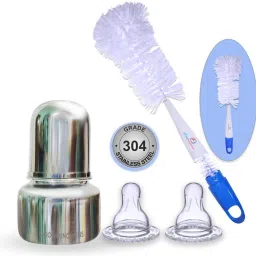 Stainless Steel Feeding Bottle/2 Anti Colic Silicone Niple/2 in 1 Nylon Brush - 75-picture-17