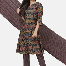 FFU Ethnic Motifs Printed A-line Kurta with Trousers & With Dupatta image 5