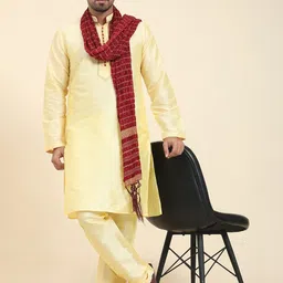 Moda Rapido Men Ethnic Motifs Embroidered Regular Thread Work Kurta with Pyjamas & With Dupatta image 5