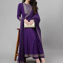 Khushal K Ethnic Motifs Embroidered Sequined Kurta with Palazzos & Dupatta-picture-22