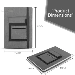 finaro A5 Notebook with Mobile Pocket, Card Holder Pocket & Pen Loop A5 Notebook Ruled 200 Pages image 2