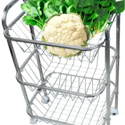 3 Layer Fruit and Vegetable Stand/Basket/Trolley Modern Kitchen Storage Rack Steel Kitchen Trolley-image-52
