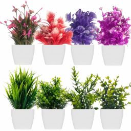 Small Set of 8 Artificial Plants Bonsai Wild Artificial Plant with Pot-image-11
