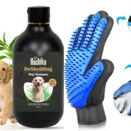 (Combo of 2) Deshedding Shampoo Plus Conditioner + Gloves,Natural Dog Shampoo Allergy Relief, Anti-dandruff, Anti-fungal, Anti-microbial Artificial Fragrance Free Dog Shampoo-26