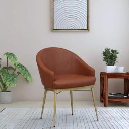 casacraft from pepperfry Reagan Z Leatherette Dining Chair In Brass Finish-picture-13